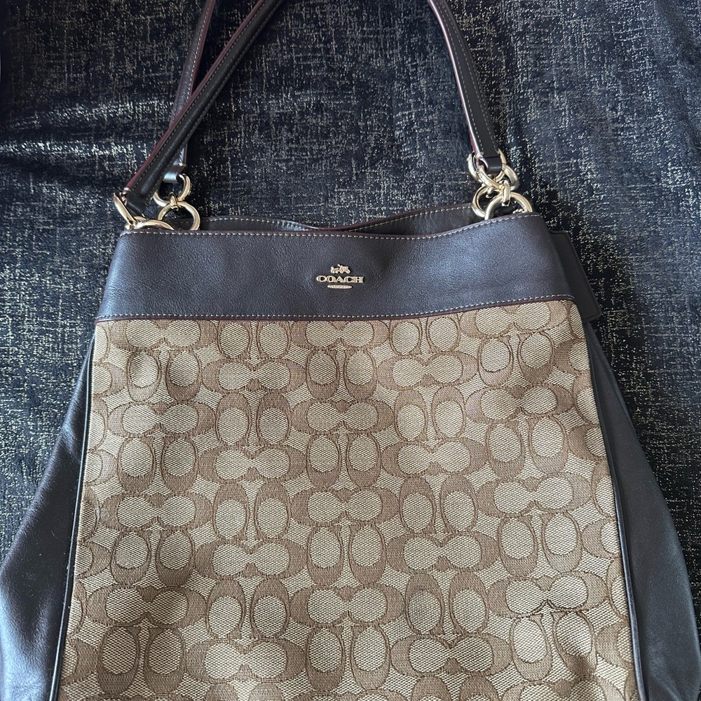 Coach Brown Lexi Shoulder Bag with Monogram Pattern